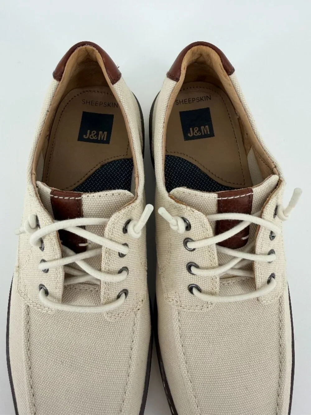 Johnston & Murphy McGuffey Men’s 8.5M Beige Canvas Moc Toe Shoes